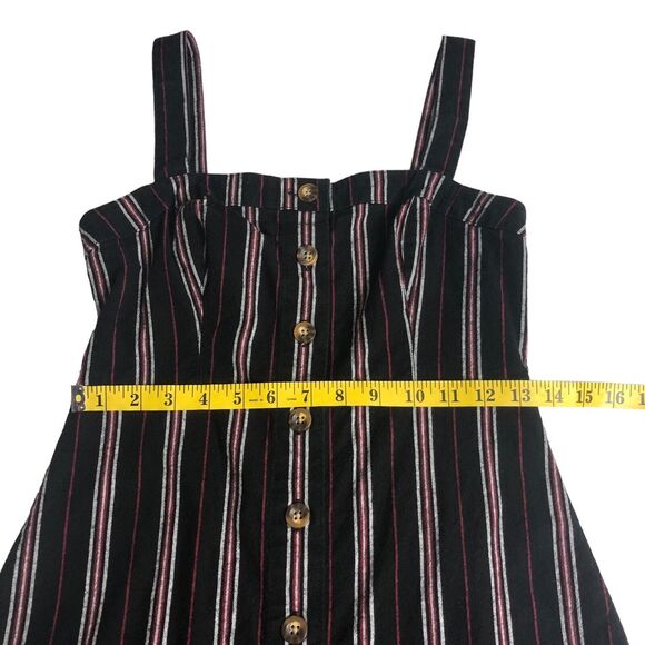 Hollister Dress Womens Small Black Red Striped Y2K Academia Grunge Mini Button - Picture 15 of 16